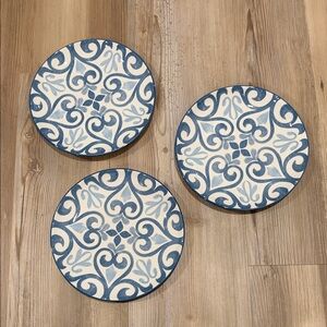 Gallery tabletop Blue and White Patterned salad plate 3 pcs